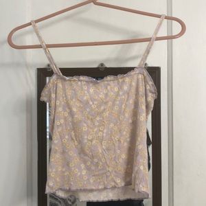 Tight light purple floral crop top